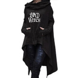 Casual Halloween Cape Cloak Good Witch Irregular Cowl Neck Hoodie Coat