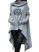 Casual Halloween Cape Cloak Good Witch Irregular Cowl Neck Hoodie Coat