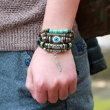 Evil Eyes Vintage Multi-Layer Leather Bracelet