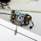 Evil Eyes Vintage Multi-Layer Leather Bracelet