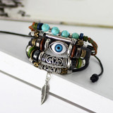 Evil Eyes Vintage Multi-Layer Leather Bracelet