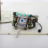 Evil Eyes Vintage Multi-Layer Leather Bracelet