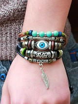 Evil Eyes Vintage Multi-Layer Leather Bracelet