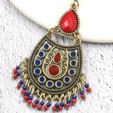 Bohemian Ethnic Acrylic Beads Tassel Dangling Earrings Jewelry