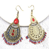 Bohemian Ethnic Acrylic Beads Tassel Dangling Earrings Jewelry