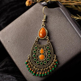 Bohemian Ethnic Acrylic Beads Tassel Dangling Earrings Jewelry