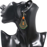 Bohemian Ethnic Acrylic Beads Tassel Dangling Earrings Jewelry
