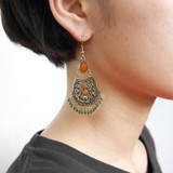 Bohemian Ethnic Acrylic Beads Tassel Dangling Earrings Jewelry