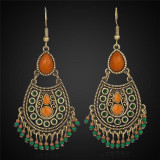Bohemian Ethnic Acrylic Beads Tassel Dangling Earrings Jewelry