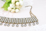 Boho Rhinestone Water-Drop Choker Necklace