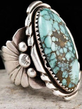 Vintage Silver Turquoise Gemstone Floral Rings Jewelry