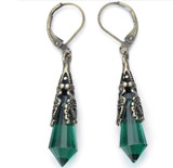 Vintage Green Crystal Natural Stone Drop Dangle Hook Stud Earrings