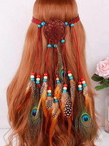 Boho Peacock Feather Dream Catcher Headwear