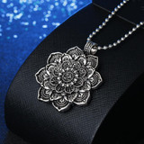 Retro Bohemian Tibet Mandala Flower Pendant Punk Alloy Necklace Jewelry