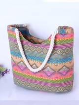 Casual Vintage Boho Colorful Canvas Bags Travel Big Shoulder Beach Bags