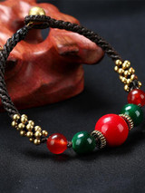 Ethnic Nepal Natural Stone Beaded Rope Woven Bracelet Jewelry