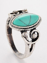 Vintage Green Stone Metal Rings Wedding Ring Jewelry