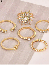 Boho 6pcs Rhinestone Jewelry Midi Knuckle Moon Star Finger Ring Set