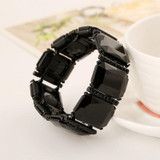 Luxury Big Oval Geometric Square Crystal Glass Elastic Bangles Bracelet