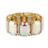 Luxury Big Oval Geometric Square Crystal Glass Elastic Bangles Bracelet