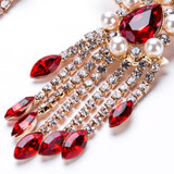 Exaggerated Bohemian Style Alloy Tassel Inlaid Glass Drill Drop Earrings