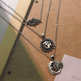 Vintage Boho Hamsa Sun Pandents  Multi-Layer Necklace Choker