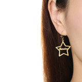 Customize Name in Star Hoop Earrings for Women Rose Gold Color Stainless Steel Personalized Punk Jewelry