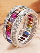 Colorful Crystal Stone Women Fashion Jewelry Accessories Circle Ring