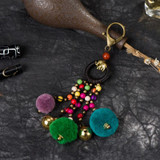 Vintage Handmade Colored Pompom Tassel Elephant Charm Key Chains