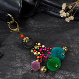 Vintage Handmade Colored Pompom Tassel Elephant Charm Key Chains
