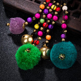 Vintage Handmade Colored Pompom Tassel Elephant Charm Key Chains