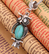 Vintage Ethnic Style Owl Turquoise Necklace