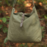 Portable Canvas Ajustable Strap Army Green Handbag Shoulder Bag For Women