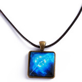 Crystal Glow In The Dark Pyramid Pendant Outer Space Star Dust Triangle Geometric Magic Luminous Necklace