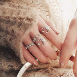 5Pcs set Moon Star Crystal Women Boho Wedding Knuckle Flower Rings