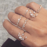 5Pcs set Moon Star Crystal Women Boho Wedding Knuckle Flower Rings