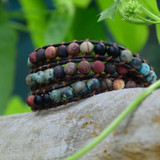 Vintage Leather Bracelets Matte Stone 3 Strands Wrap Woven Multilayer Boho Bracelet Handmade Jewelry