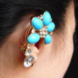 Boho Resin Crystal Flower Cuff Ear Hook Earring
