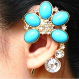 Boho Resin Crystal Flower Cuff Ear Hook Earring