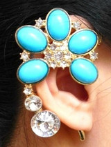 Boho Resin Crystal Flower Cuff Ear Hook Earring