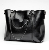 Women Oil Leather Tote Handbags Casual Front Pockets Crossbody Bags Shoulder Bags