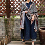 Vintage Pattern Comfortable Cotton Ethnic Style Big Scarf Shawl