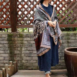 Vintage Pattern Comfortable Cotton Ethnic Style Big Scarf Shawl