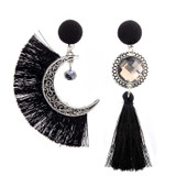 Vintage ethnic Style hollow irregular Lunar Rope tassels set with crystal bohemian earrings