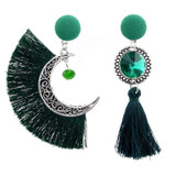 Vintage ethnic Style hollow irregular Lunar Rope tassels set with crystal bohemian earrings