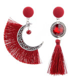 Vintage ethnic Style hollow irregular Lunar Rope tassels set with crystal bohemian earrings