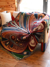 Versatile Colorful Jacquard Butterfly Tassel Cotton Throw Blanket