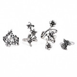 Vintage 4 Pcs Ring Set Bohemian Flower Silver Rings Punk Knuckle Ring Set