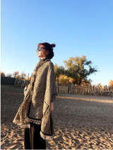 Pocket Tassel Women Autumn Plaid Scarf Shawl
