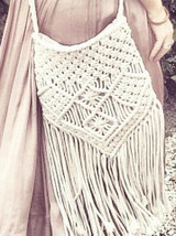 Handmade Cotton Knitting Bohemia Tassel Bag